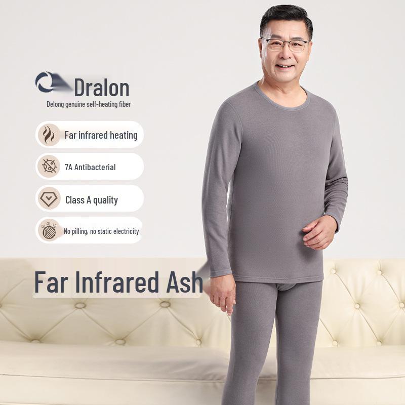 

Мужской комплект термобелья из немецкого бархата с круглым вырезом на осень - антибактериальный, большой размер, плотный и теплый XL (125-150 lbs)