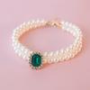 Pet Collar Cat Dog Pearl Necklace Double Stacked Premium Protein Gem Set with Rhinestones