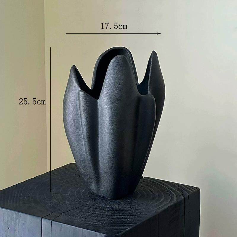 

Frosted Ceramic Vase Artificial Horseshoe Lotus Flower Arrangement Ornaments Home Cabinet Accessories Study Office Decoration