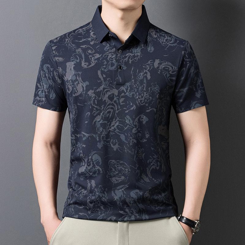 Polo Masculino Gelo Estampado Manga Curta Moda Verão Casual Camiseta
