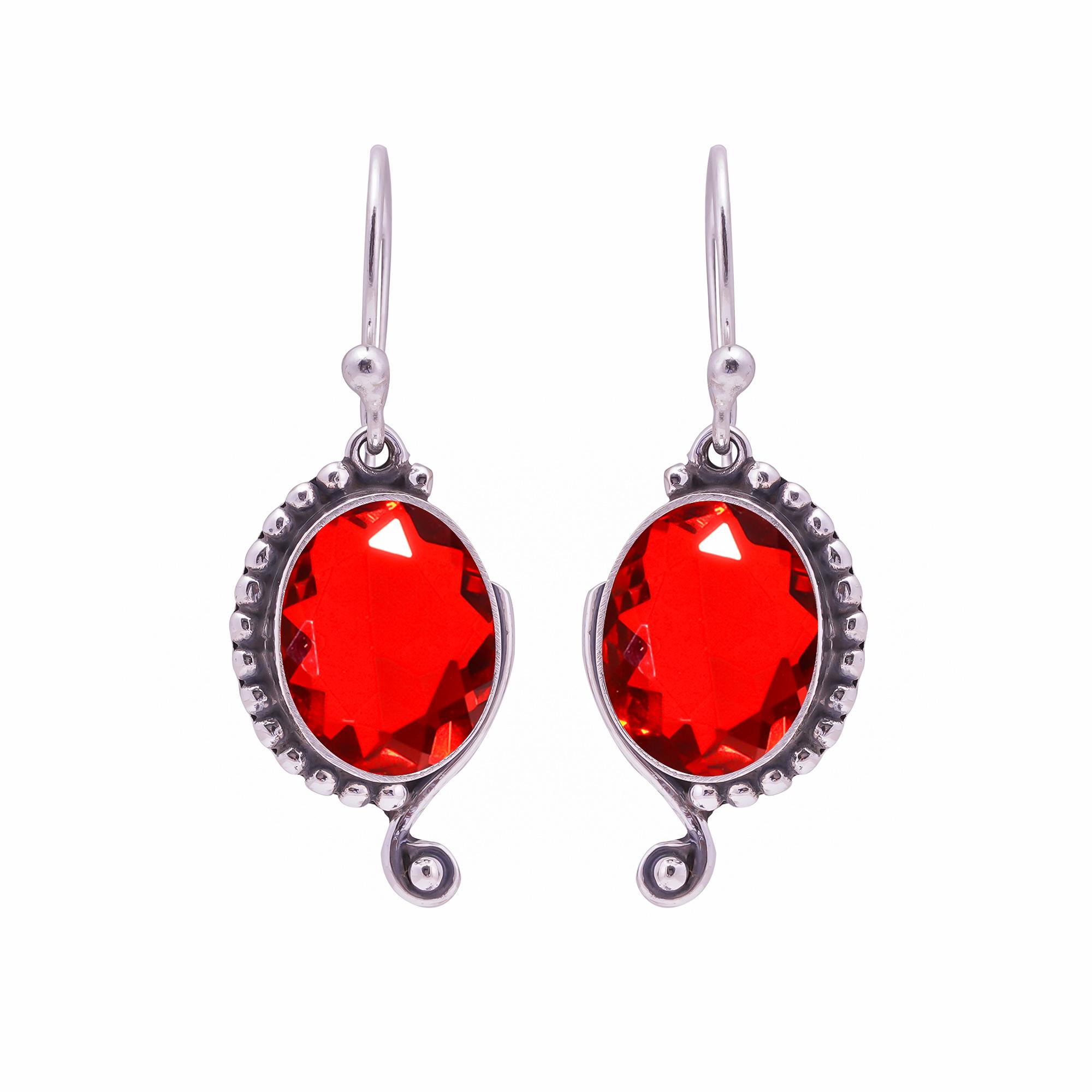 

Red Garnet 925 Sterling Silver Earring V8910, Red Earring, Oval Earring, Valentin s Day Gift, Gift For Her, Birthday Gift, Handmade Jewelry, Silver Je