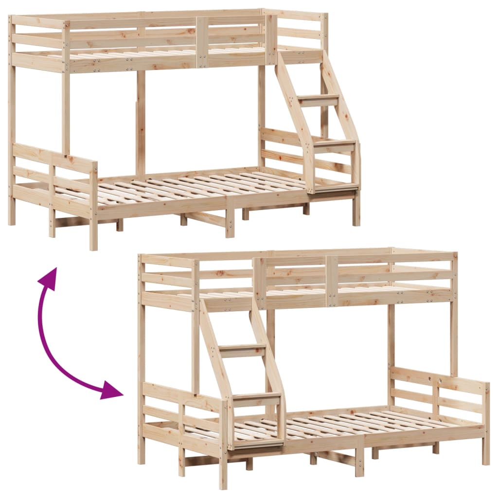 Bunk Bed 80x200 120x200 Cm Solid Pine Wood