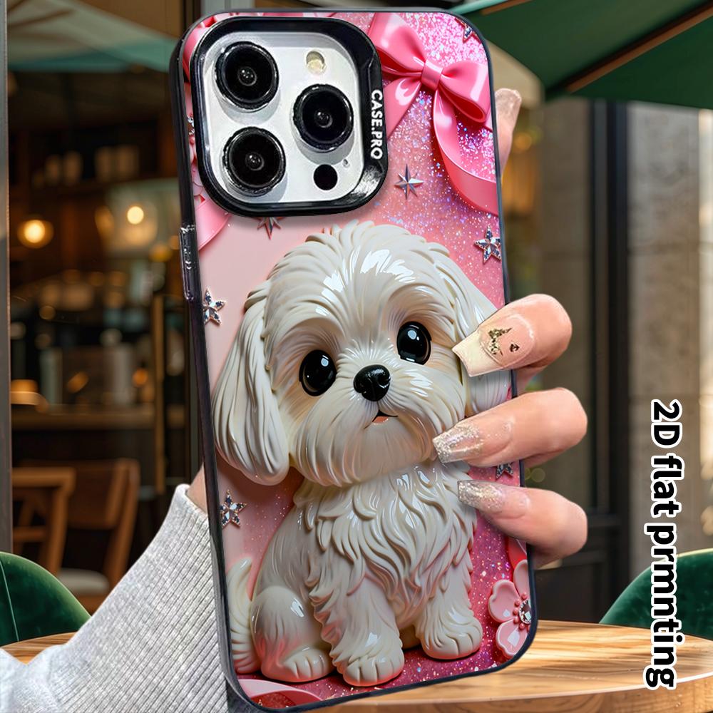 Phone Case: 2D Flat Design, Suitable for iPhone 18, 17, 16, 15, 14, 13 Pro Color Silver Protective Case, Couple Style, Sitting Nicely, Christmas and H