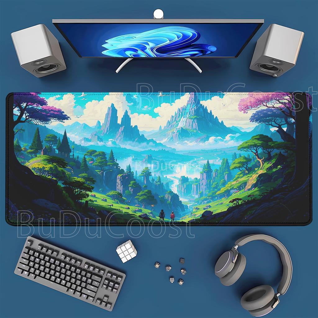 Gaming Mouse Pad Landscape Mountain Sunset Cartoon Rubber HD Printing Scenery Mousepad XXL Keyboard Overlock Xmm Desk Mat