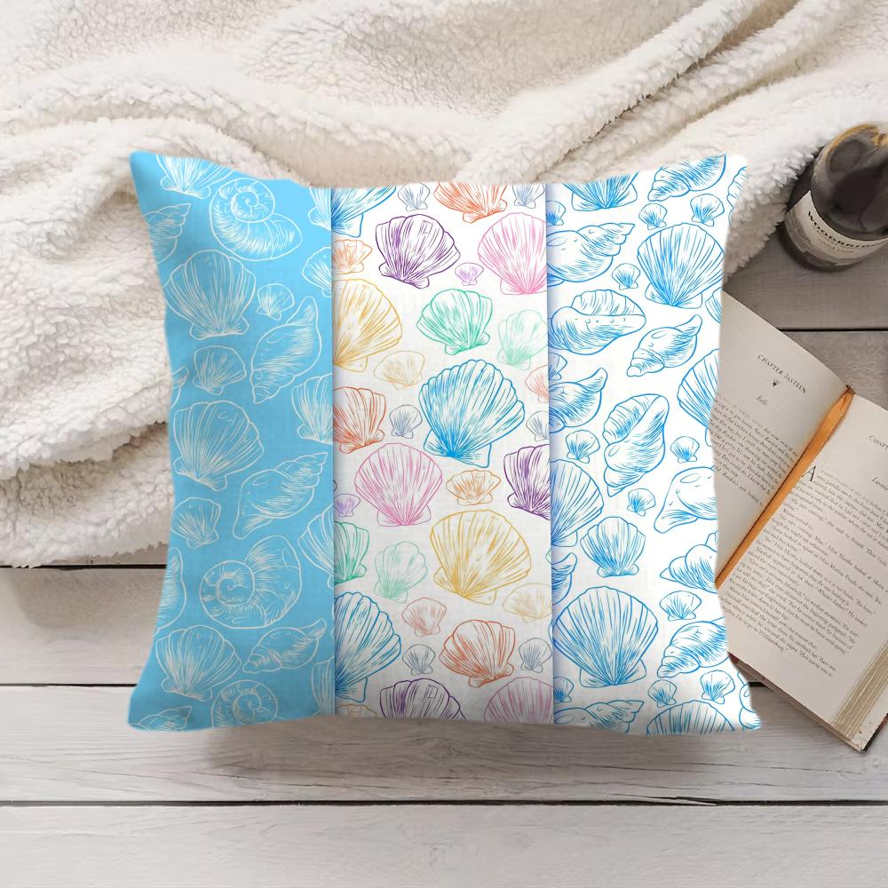 Seashell pattern Cushion Cover Soft Short Plush Pillow Cover Smooth Cozy Texture Aesthetic Cushion Case Home Decor