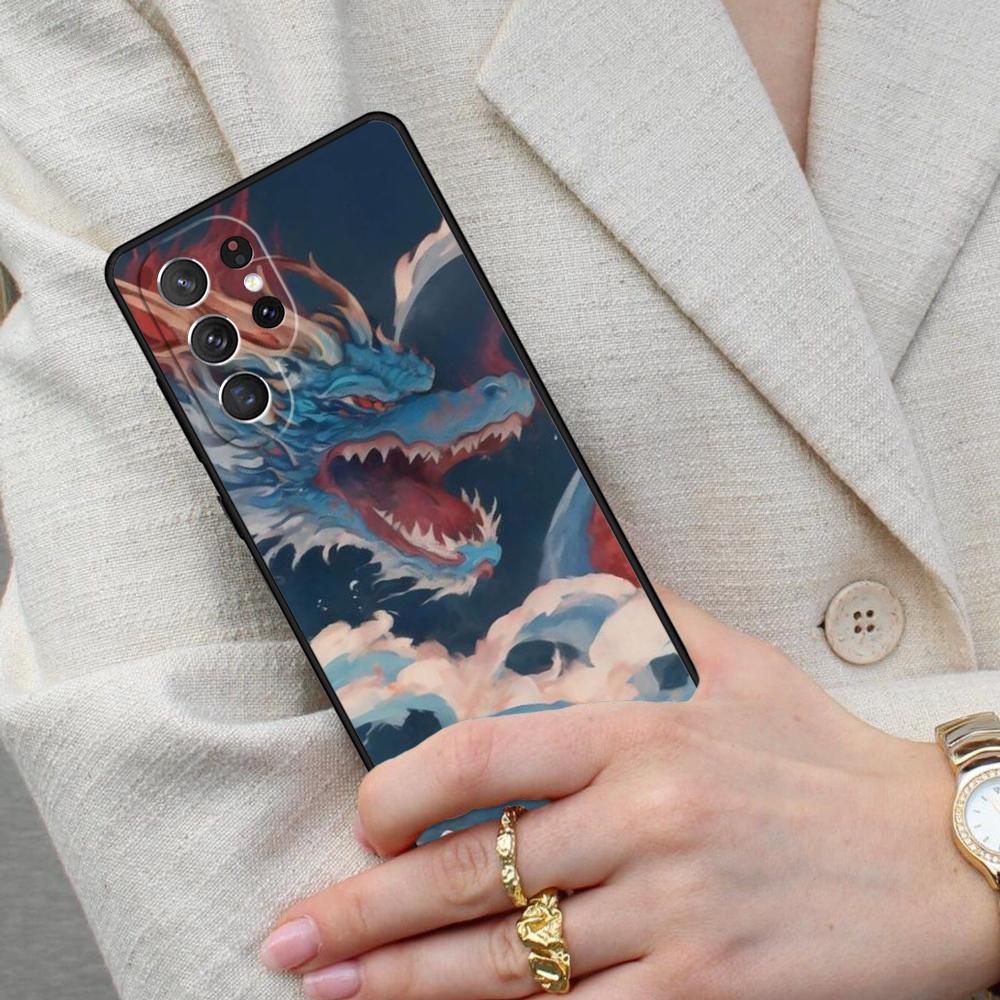 Japanese Wave Anime Dragon Cell Phone Case for Samsung Galaxy S26 Ultra S25 S24 S23 S22 S21 S20 Note10 Cover