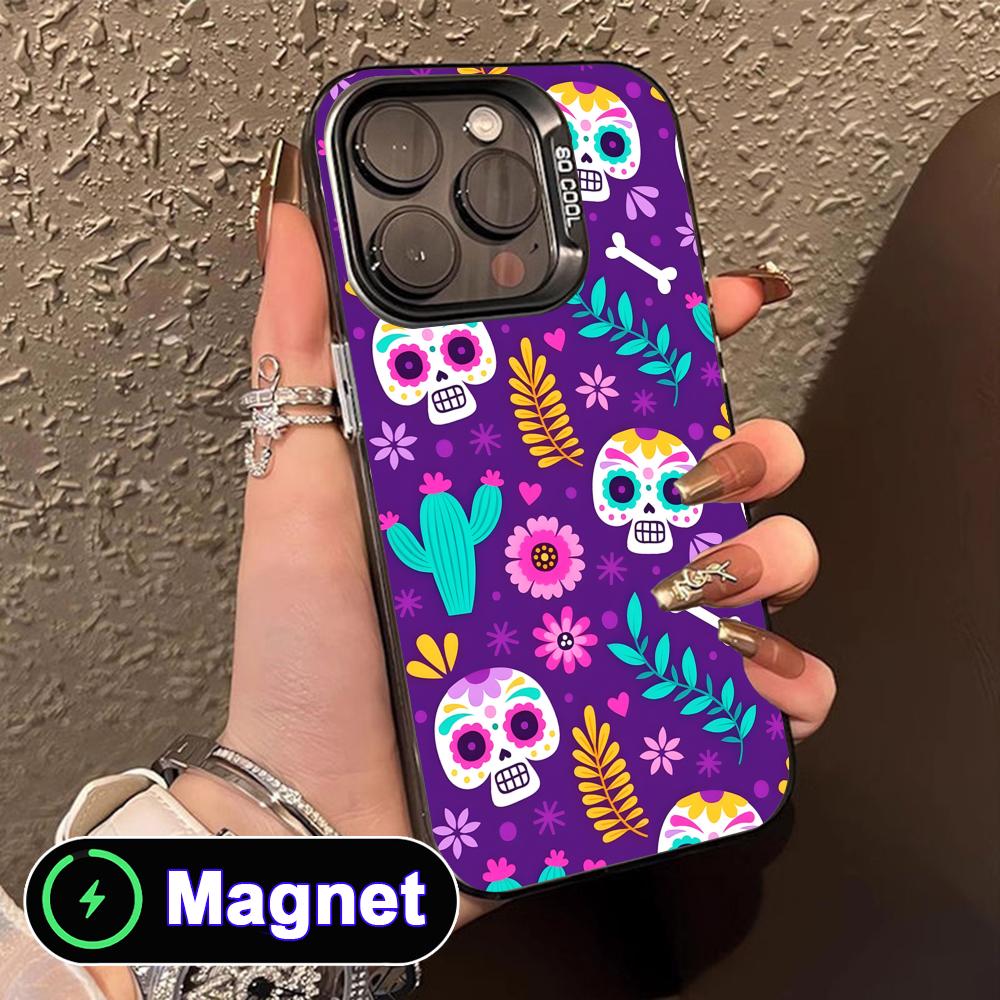 

Day of the Dead Translucent MagSafe Mobile Phone Case for iPhone 17 16 15 14 13 12 11 Air Pro Max Plus Colorful Cover iPhone 11