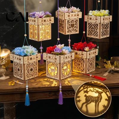 DIY Laternen-Bausatz Holzschnitz-Bausatz, Quadratische Handwerkskunst im chinesischen Stil für Kinder und Erwachsene zum Selbermachen, Bastelmaterial-Set für das Mittherbstfest