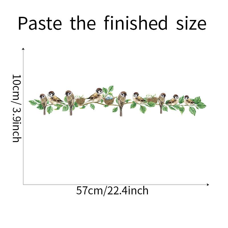 Cute Sparrow In Nest On Branch Wall Stickers Whimsical Woodland Wall Art for Kids Room and Kindergarten Decor