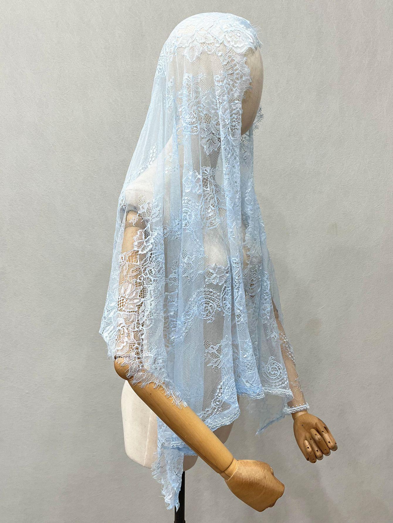 

New Elegant Lace Scarf Hollow Out Embroidery Solid Color Scarf Thin Vintage for Wedding Bride