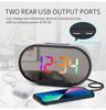 Desktop Mirror Led Alarm Clock Simple Led RGB Display Time with Stepless Volume Adjustment Mirror Clock for Deep Sleeper