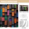 4Pcs Colorful Wood Grain Shower Curtain Set with Non-Slip Bath Mat, Toilet Lid Cover, Contour Rug & 12 Hooks, Bathroom Decor
