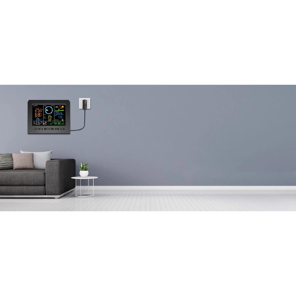 Stazione Meteorologica Wireless 8-in-1 con Sincronizzazione WiFi Sensore Esterno Alimentato a Energia Solare Temperatura/Umidità/Vento/Pioggia/Pressione in Tempo Reale per la Casa
