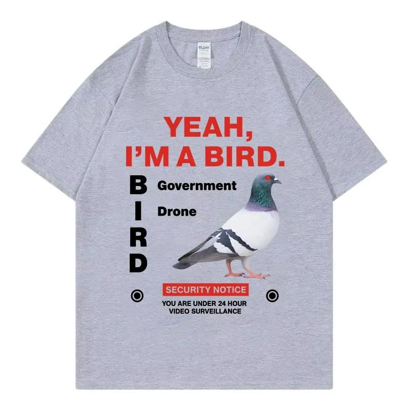 Government Funny Pigeon Graphic T Shirts High Street Fashion Trend Short Sleeve T-shirts Men Women Clothing Loose T-shirt