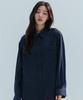 ANNEHEARTS Drape Square Check Shirt_Navyblack