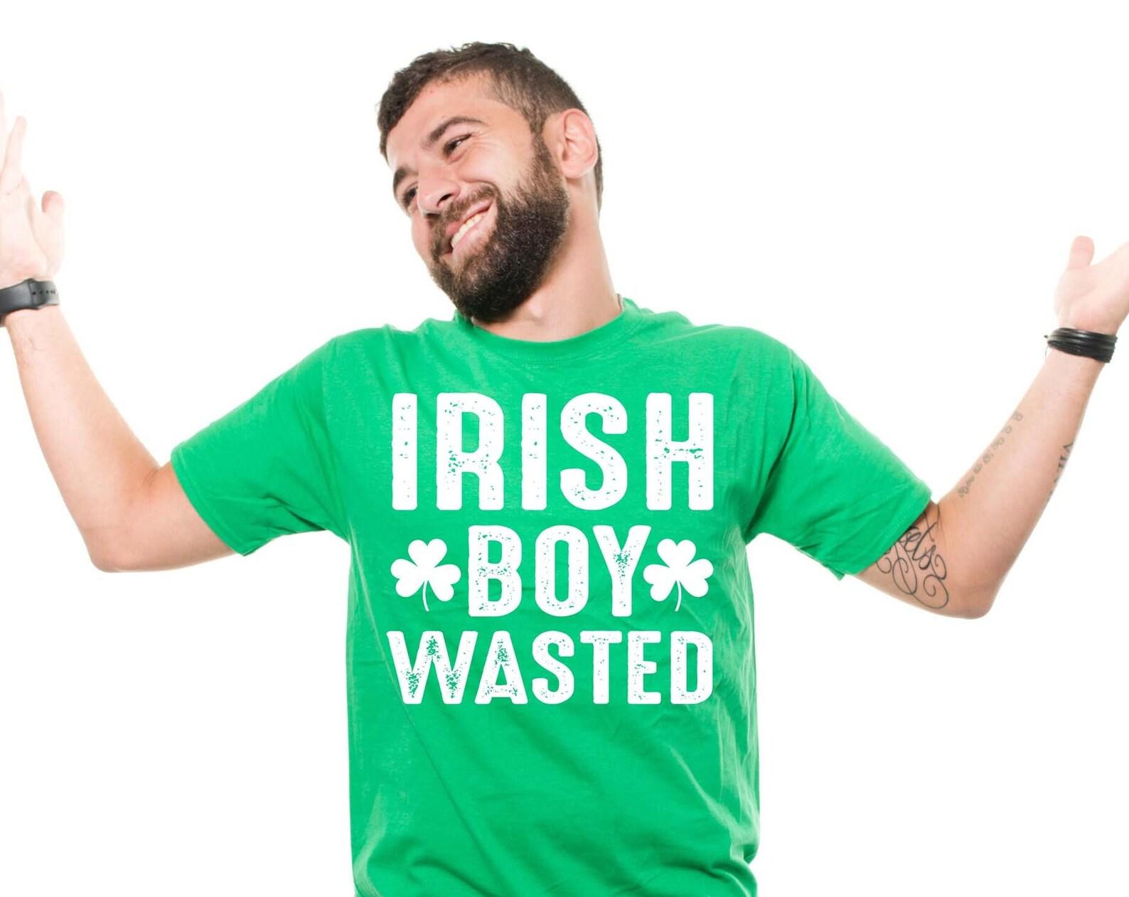 Irish Boy Wasted St Patrick s Day Tee: Clover Shamrock Shirt S