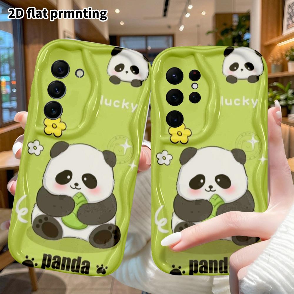 Phone Case: 2D Flat Samsung Galaxy A34 A35 S20 S22 S21 FE Plus Ultra Case, Green Bamboo Shoot Panda, Christmas and Halloween Gift