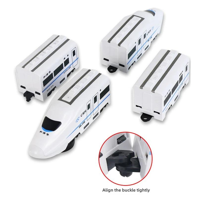 Kids DIY Simulation High Speed Railway Train Toy Car Electric Sound Light Model Train Educational Toys for Boys Girls Gift