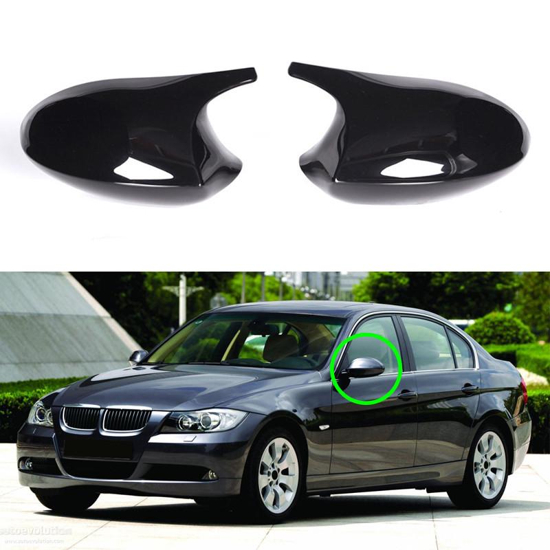 Copri Specchietto Retrovisore Auto Nero Lucido/Fibra di Carbonio per BMW E90 E91 E92 E93 2005-2013 Calotte Specchietto Retrovisore Shell Parte Tuning Auto