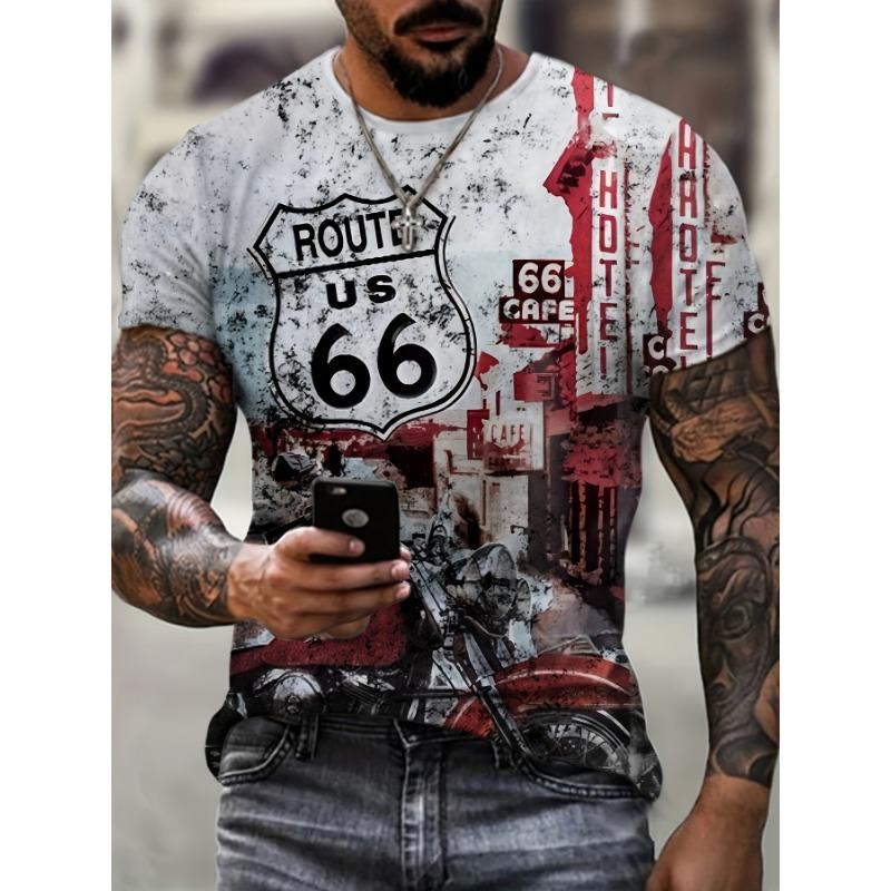 Color Block Splash Ink 3D Print Men's Trendy Sports Short Sleeve Crew Neck T-shirt, Summer Outdoor