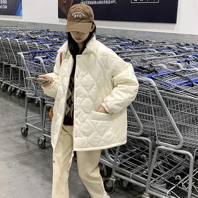 Autumn and Winter Korean Version Diamond Printed Down Jacket, Casual Cotton Jacket, Loose Cotton Jacket, Cotton Coat Jacket