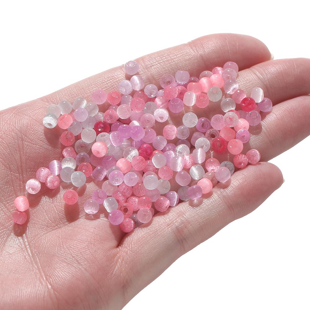 100 Stück/Los 4mm farbige Glas Katzenaugenperlen rund lose Abstandshalterperlen für DIY Schmuckherstellung Halsketten Ohrringe Bastelbedarf