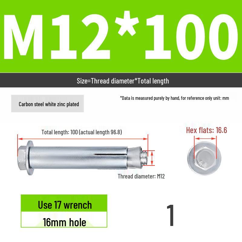 Galvanized External Hex Internal Expansion Bolt Set - M6/M8/M10/M12