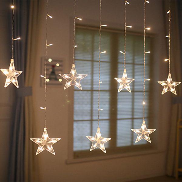 LED Moon & Star Curtain Lights, Waterproof Outdoor String Lights for Holiday and Room Décor