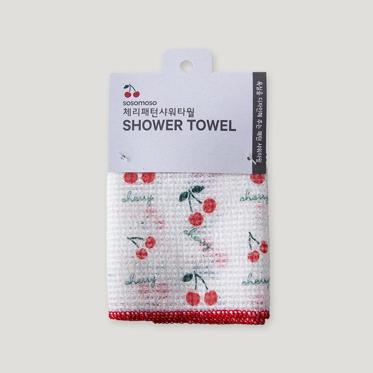 Cherry pattern shower towel