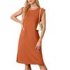 European and American women's clothing summer round neck casual loose split sleeveless medium and long dress