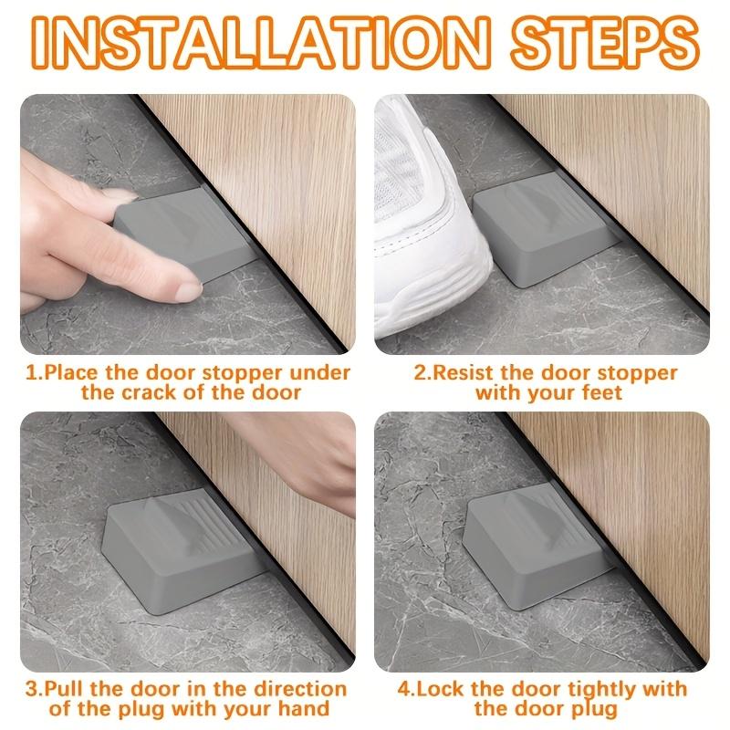 Heavy-Duty Plastic Door Stoppers for Bottom of Door On Floor - Stackable Adjustable Wedge Stabilizers, Polished Finish, Prevents Drafts & Energy Loss