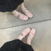 Niche Square Head Sequined Buckle Mary Jane Shoes Women's New Silver with Skirt Flat Shoes