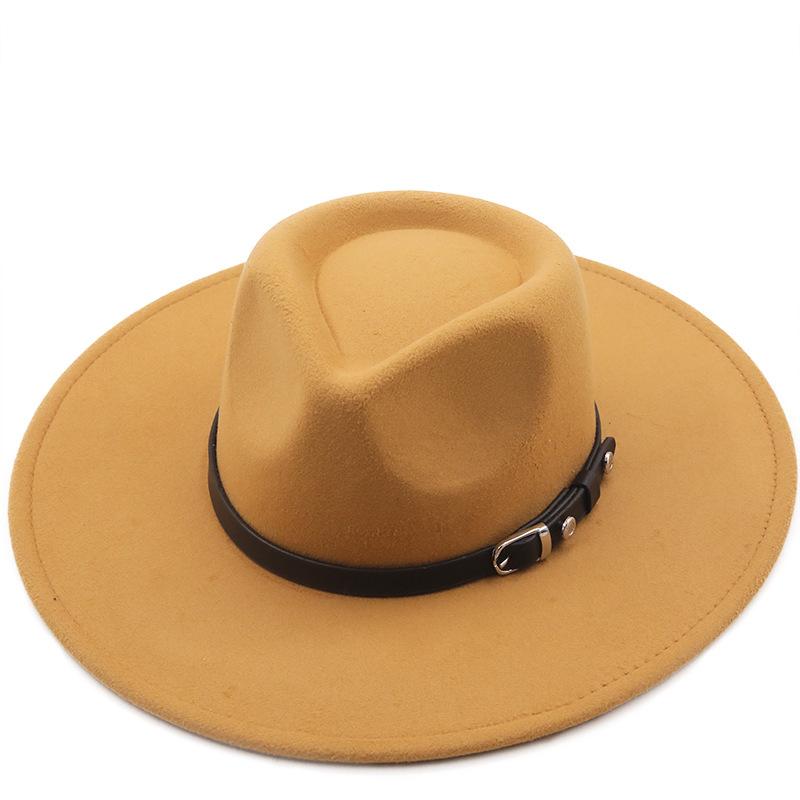 European, American autumn and winter wool woolen big-brimmed jazz top hat men's and women's fashion casual bow big-edged jazz hat felt hat
