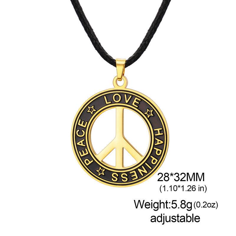 Vintage Distressed Peace Sign Pendant Necklace For Men Trendy Street Titanium Steel Clavicle Chain Jewelry Accessory