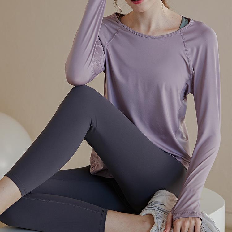 Women's Quick-Drying Long-Sleeve Sports Top for Spring Running and Yoga