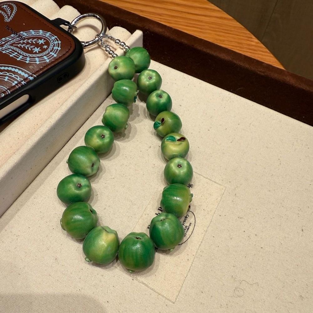 Exquisite Bag Charm Strawberry Mobile Phone Chain Trendy Fruit Beads Keychain  Daily