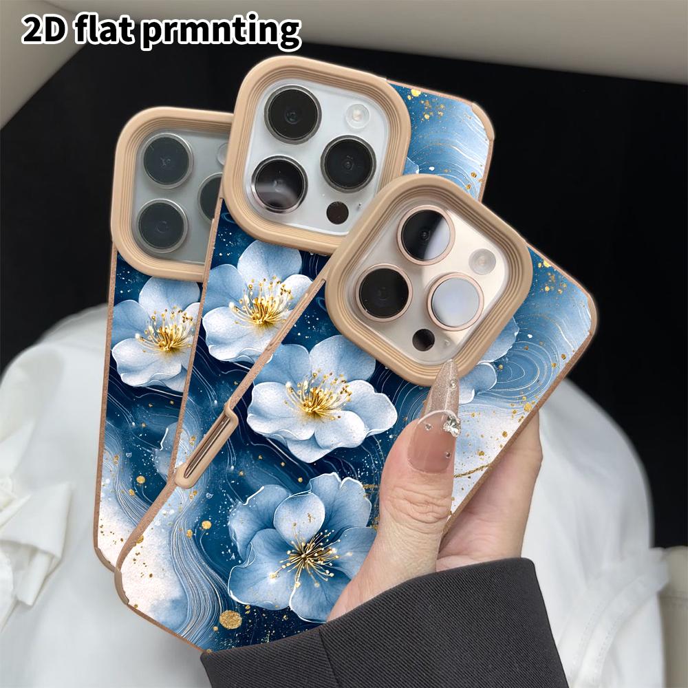 Phone Case: 2D flat lambskin suitable for iPhone 18 17 16 15 14 13 Pro protective case, transparent flowers, Christmas and Halloween gift