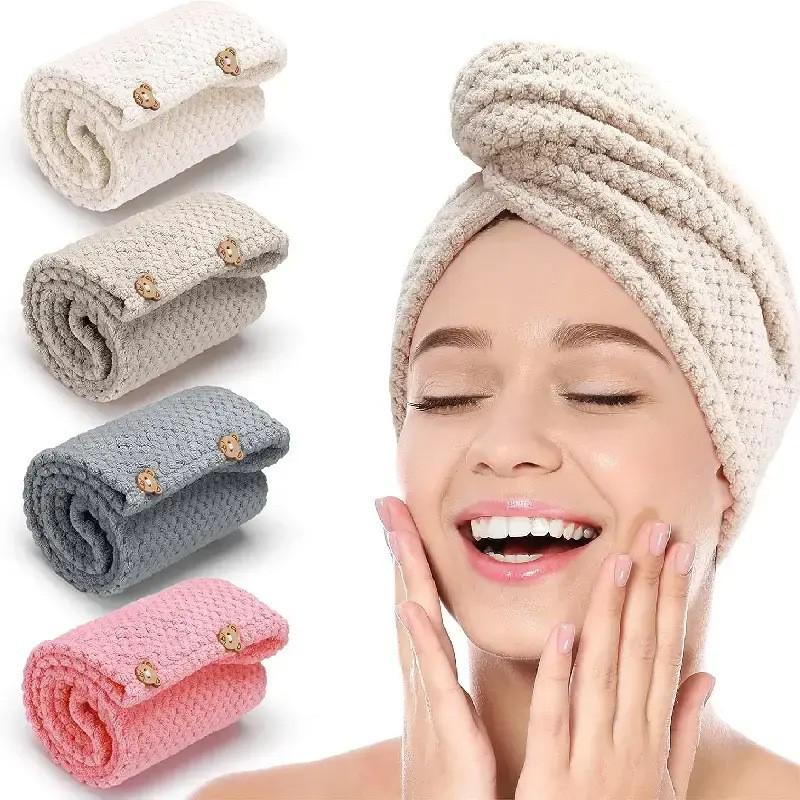 Coral Fleece Quick-Drying Hair Towel Hat - Women's Thick, Super Absorbent, No Shedding, Fast Drying Shower Cap.