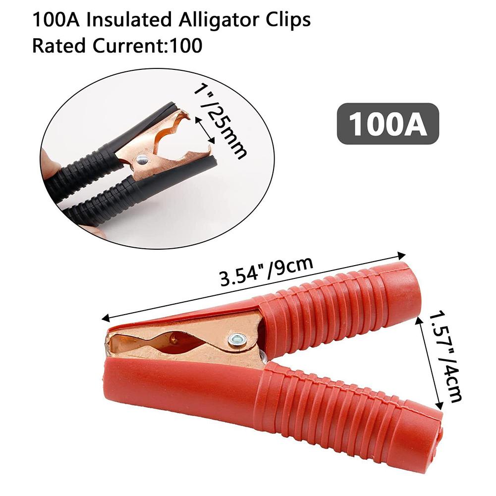 2PCS Clips Krokodil Clip Batterie Test Klemmen 100A Est Sonde Metall Anschluss Buchse Batterie Stecker Electirc Prüfung