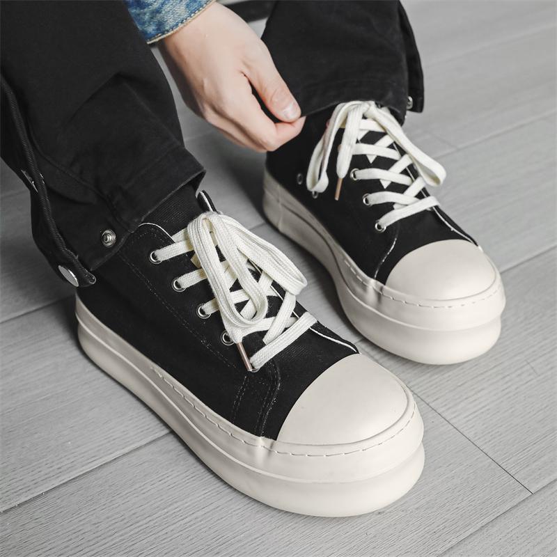 2025 New Men's Lace-Up Sneakers Casual Shoes Thick Sole Comfortable Walking Shoes Male Athletic Skate Footwear