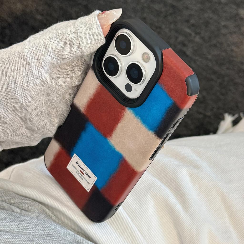 Personalized Retro Plaid Splicing for IPhone 16 Promax for Apple 17 Phone Case 15 Premium 14 Leather 13