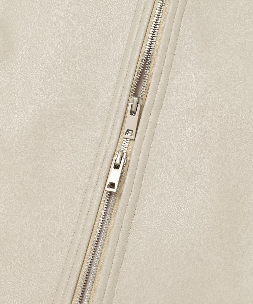 Aott Crop Vegan Leather Jacket Cream