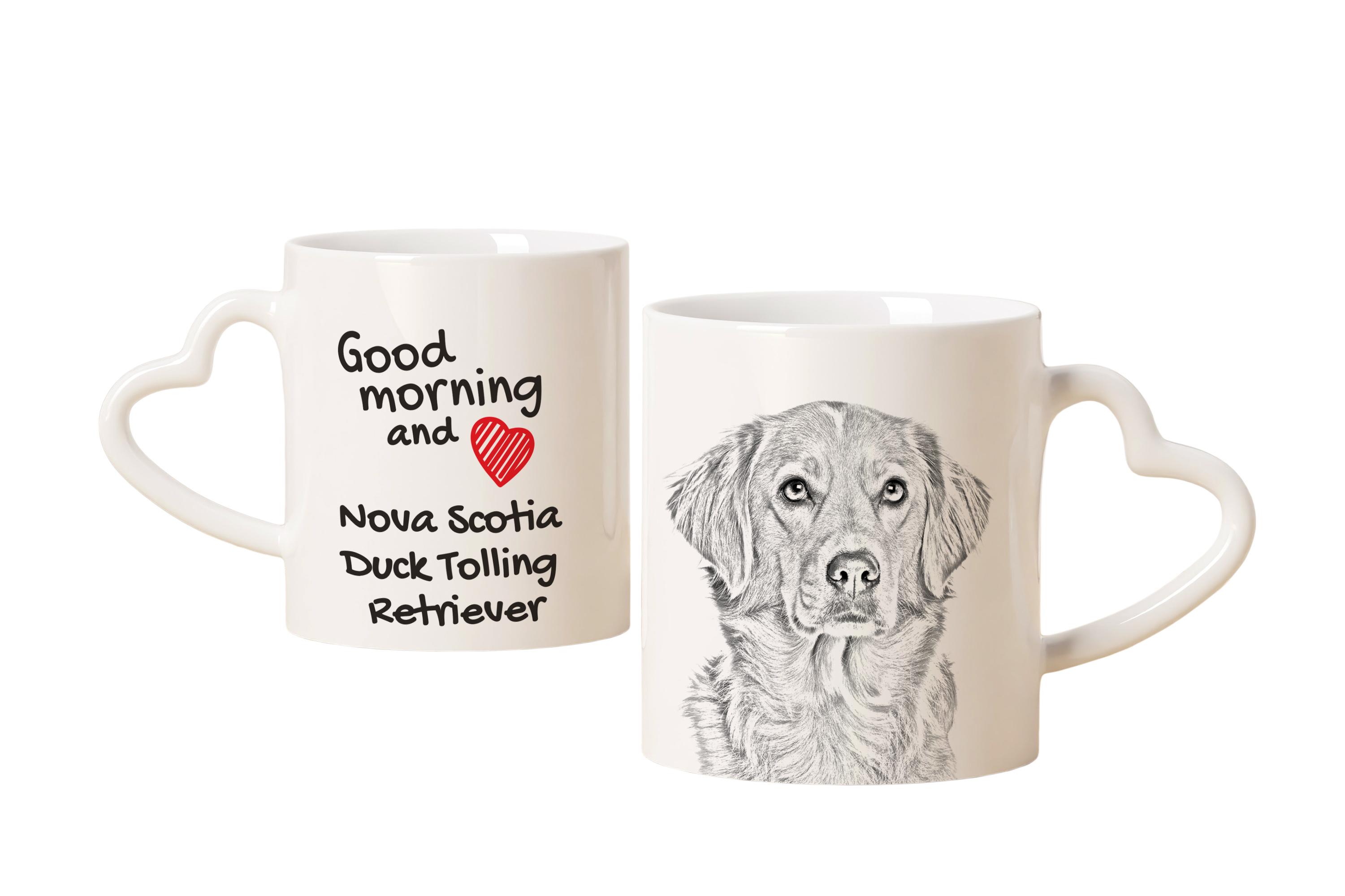 

Nova Scotia Duck Tolling Retriever, Yarmouth Toller - cup with a dog, adorable cup with a heart-shaped handle, universal gift from the Art-Dog brand білий