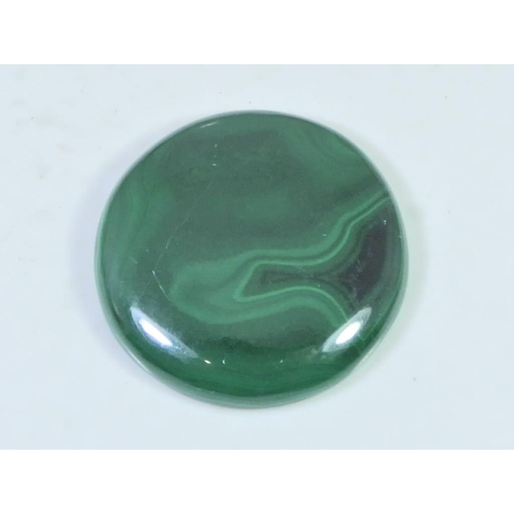 32X32X05 MM Natural Green Malachite Round Cabochon Loose Gemstone 76Cts. C-1669
