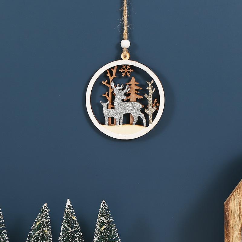 Christmas Day Decorative Pendant Wooden Crafts Window Hanging Home Party Christmas Gifts