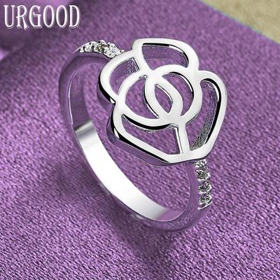 Bague en argent Sterling 925 avec fleur en Zircon AAA, cadeau de fête, bijoux à la mode