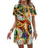 Europe, America 2026 summer new printing abstract pattern color chain design short-sleeved dress