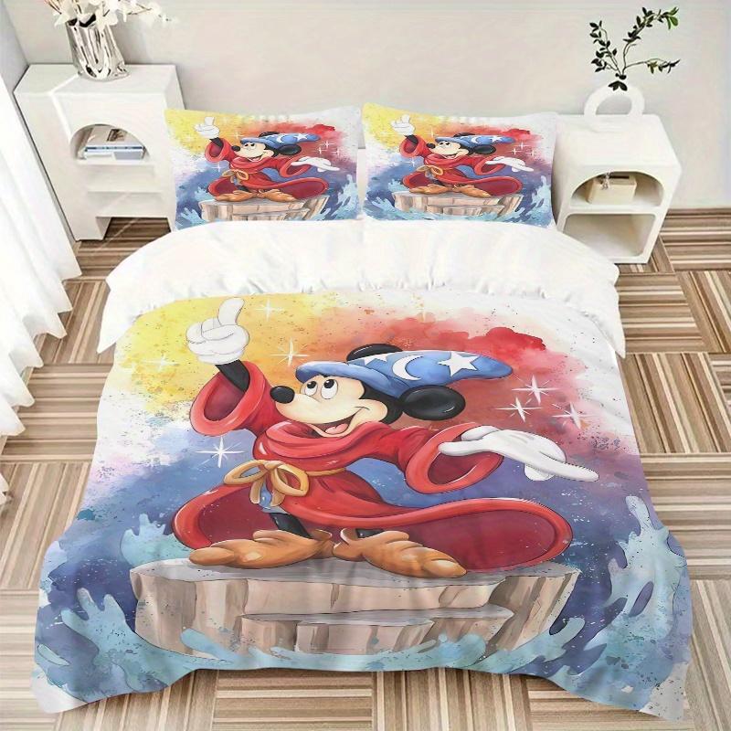 3pcs Colorful Art Mickey Bedding Set - 1 Soft Quilt Cover + 2 Pillowcases, Machine Washable - Suitable for All Seasons, Perfect Gift for Family a