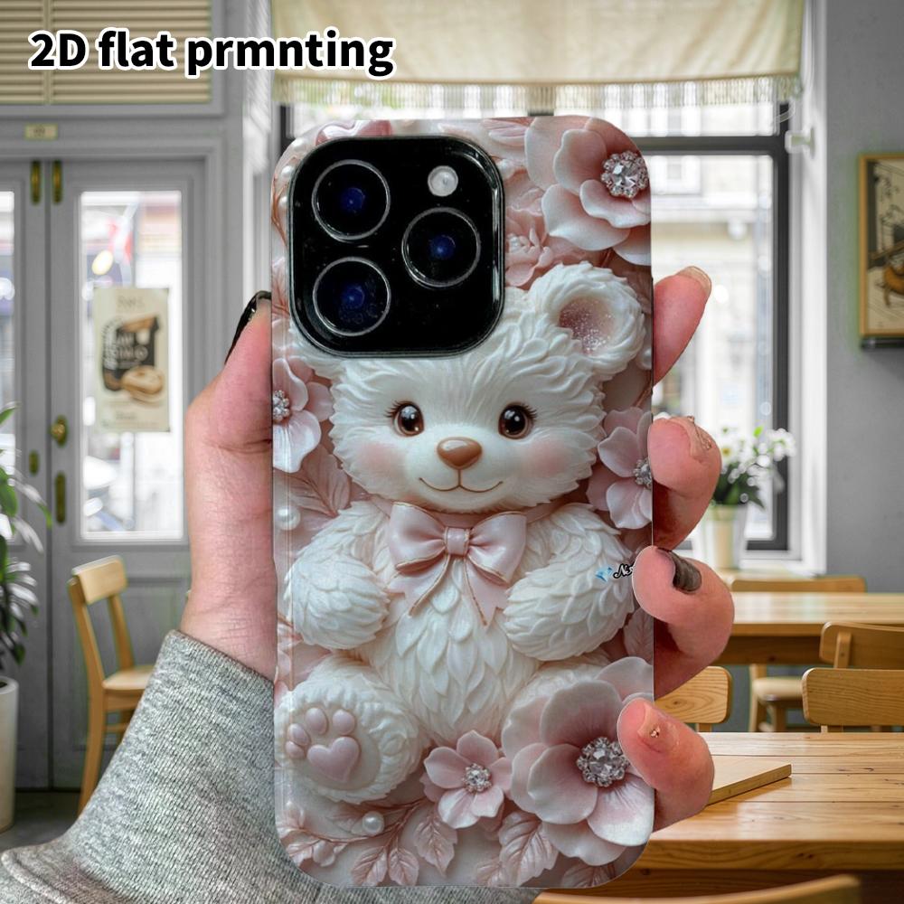 Phone Case: 2D Flat Design Suitable for iPhone 18 17 16 15 14 13 Pro Film Protective Case, Couple Style, Pink Bow, Christmas and Halloween Gift