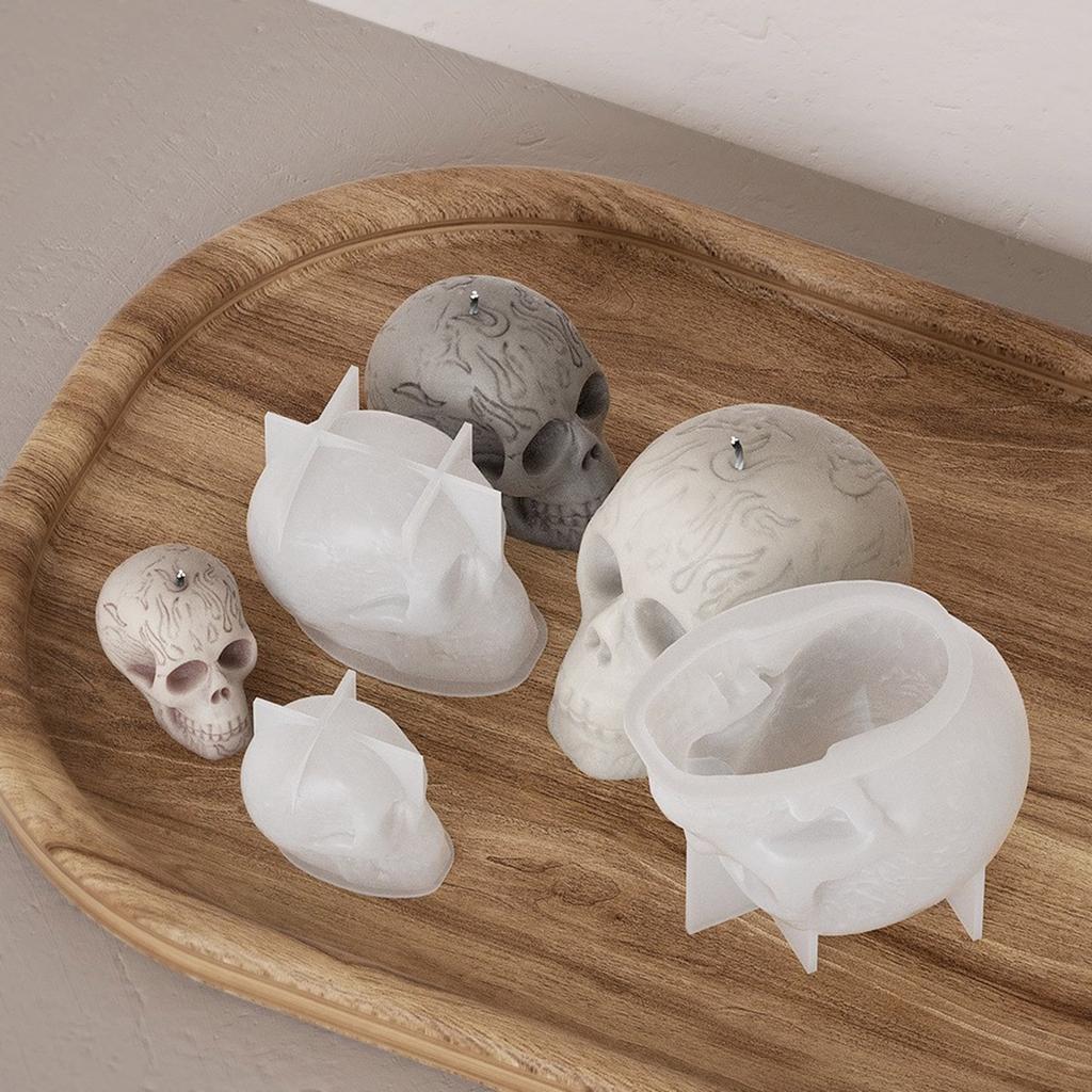 DIYs Silicone Mold for Making Skull Scented Candle Mould Table Ornament Halloween Resin Cement Gypsum Molds for Craft